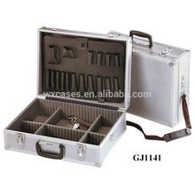 Aluminum Tool Case With Fold-down Tool Pallet And Adjustable Compartments Inside and With One Shoulder Strap